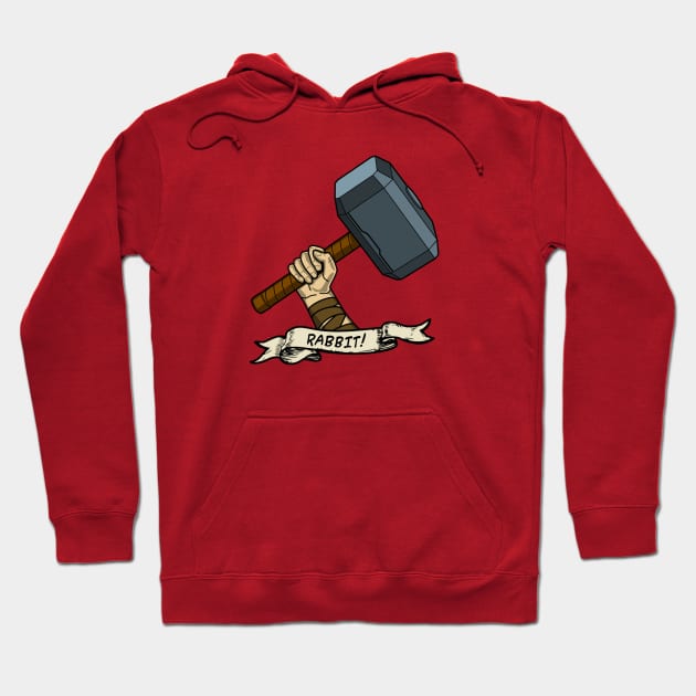 Thor Hammer RABBIT tattoo Hoodie by EightUnder